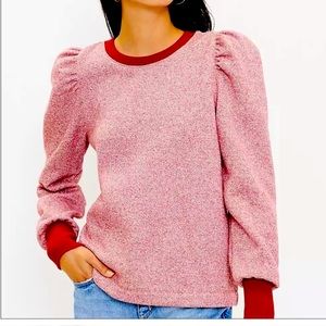 Loft Dark Persimmon Puff Sleeve Sweatshirt. Sz large.  NWOT.